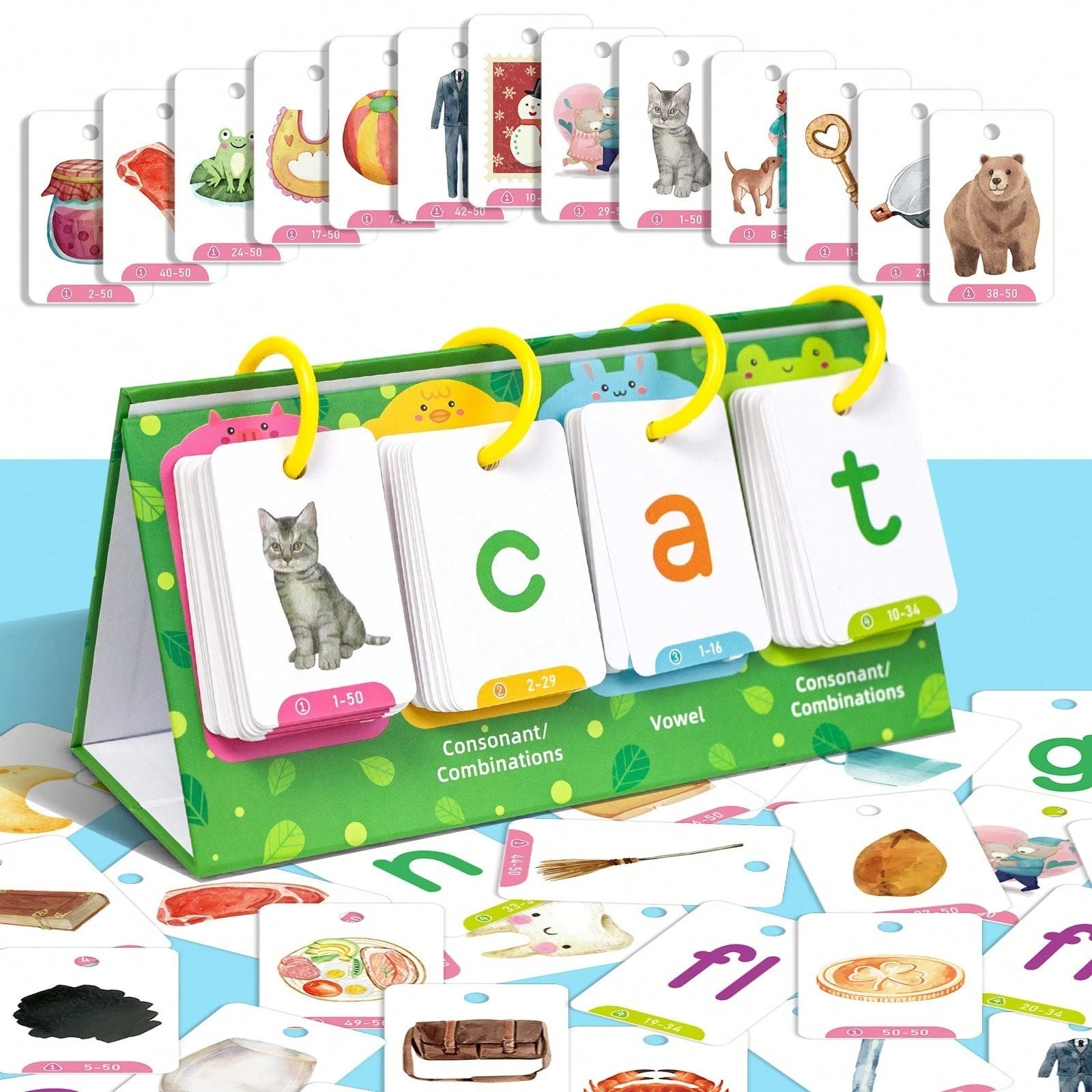 CVC Word Flash Cards Interactive Spelling Game Educational Literacy Toy Phonics