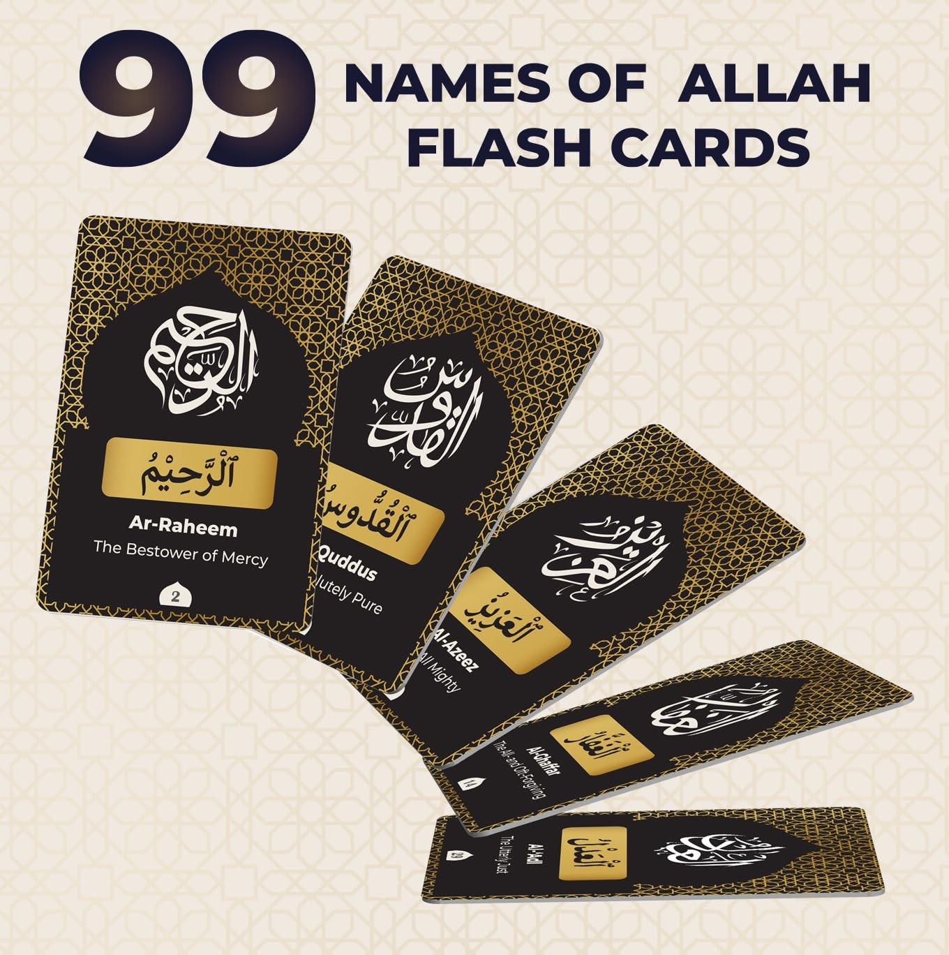 99 Names of Allah Flashcards with Quran Verses (Dual Language Arabic & Englis…