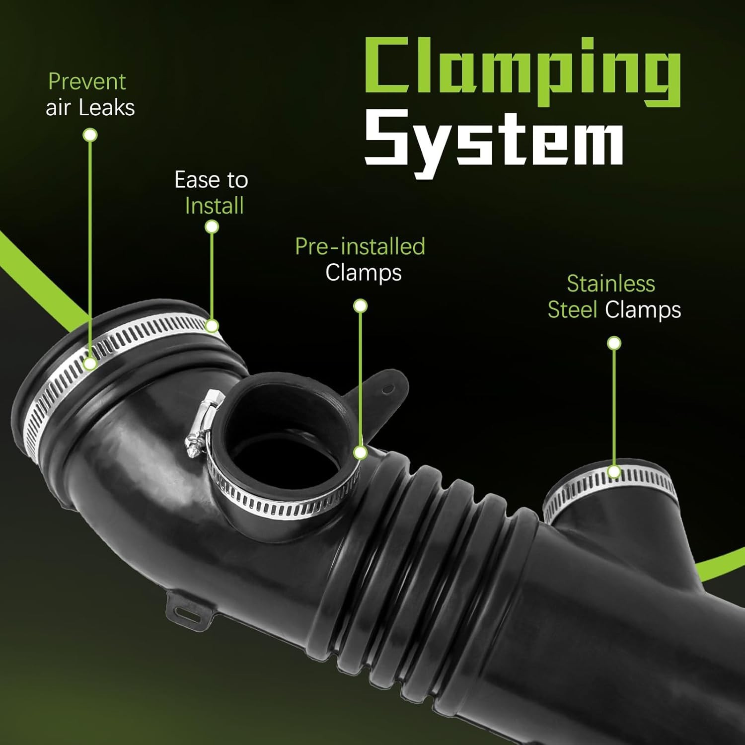 17881-62170 Air Intake Hose Tube With Clamp Compatible With 2001 2002 2003 2004