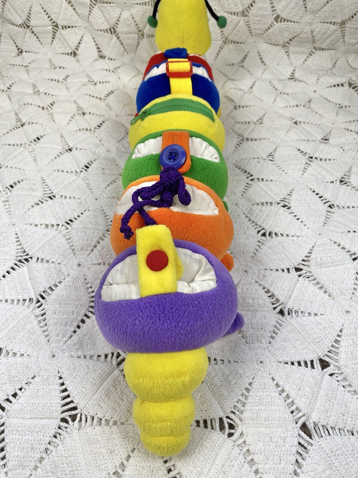 Discovery Toys 2000 Caterpillar Dress-A-Pillar Plush Learning Toy 21″ Preloved