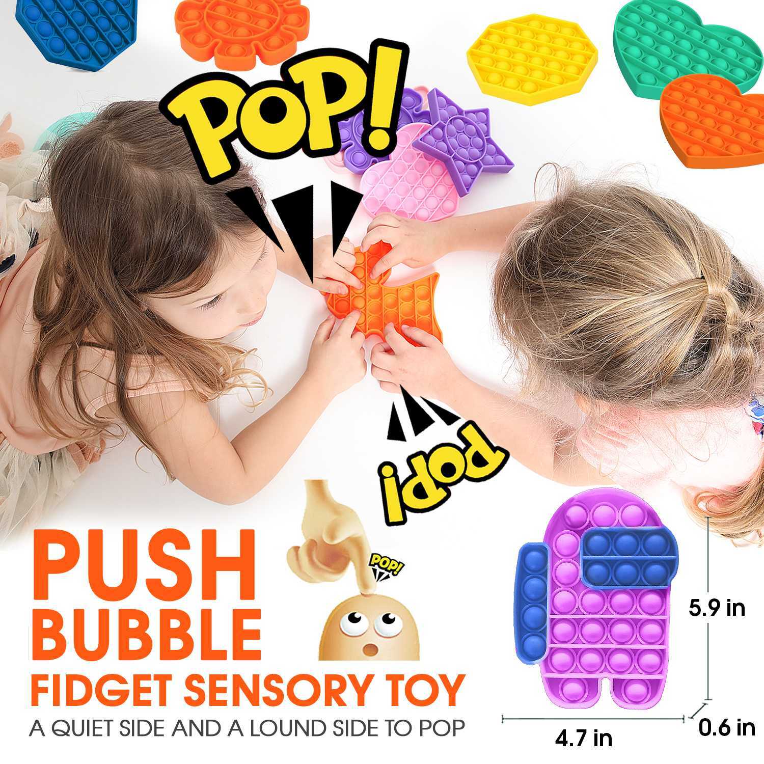 AMONG US PUSH POP SILICONE SENSORY FIDGET TOY ANTI-ANXIETY STRESS BUBBLE IT GAME