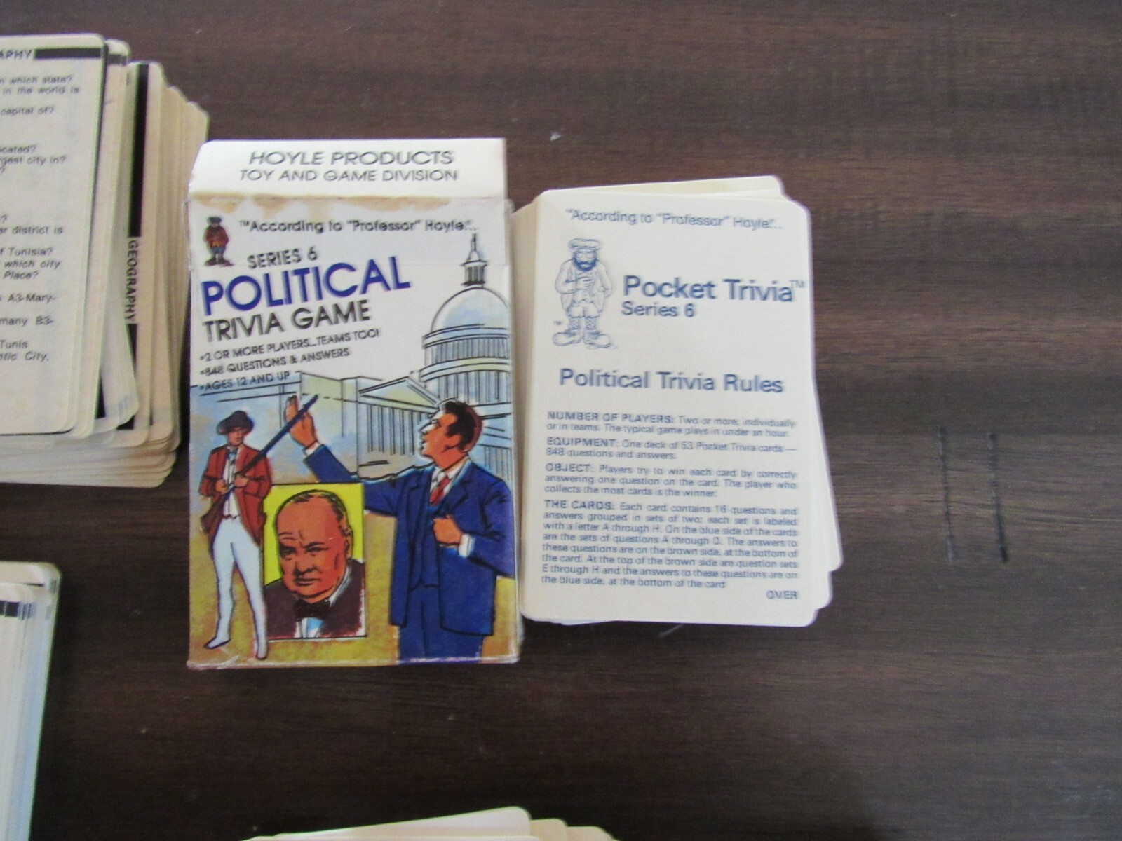 Lot 5 Vintage Trivia Card Games-Hoyle Pocket-Professor Quizzle’s-1984-1980’s