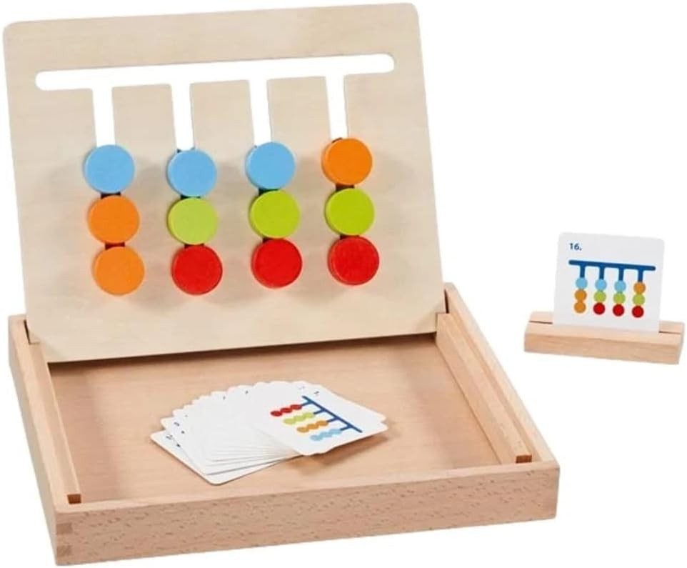 Goki 58406 Color sorting board in wooden box, foldable Puzzles, Multicoloured