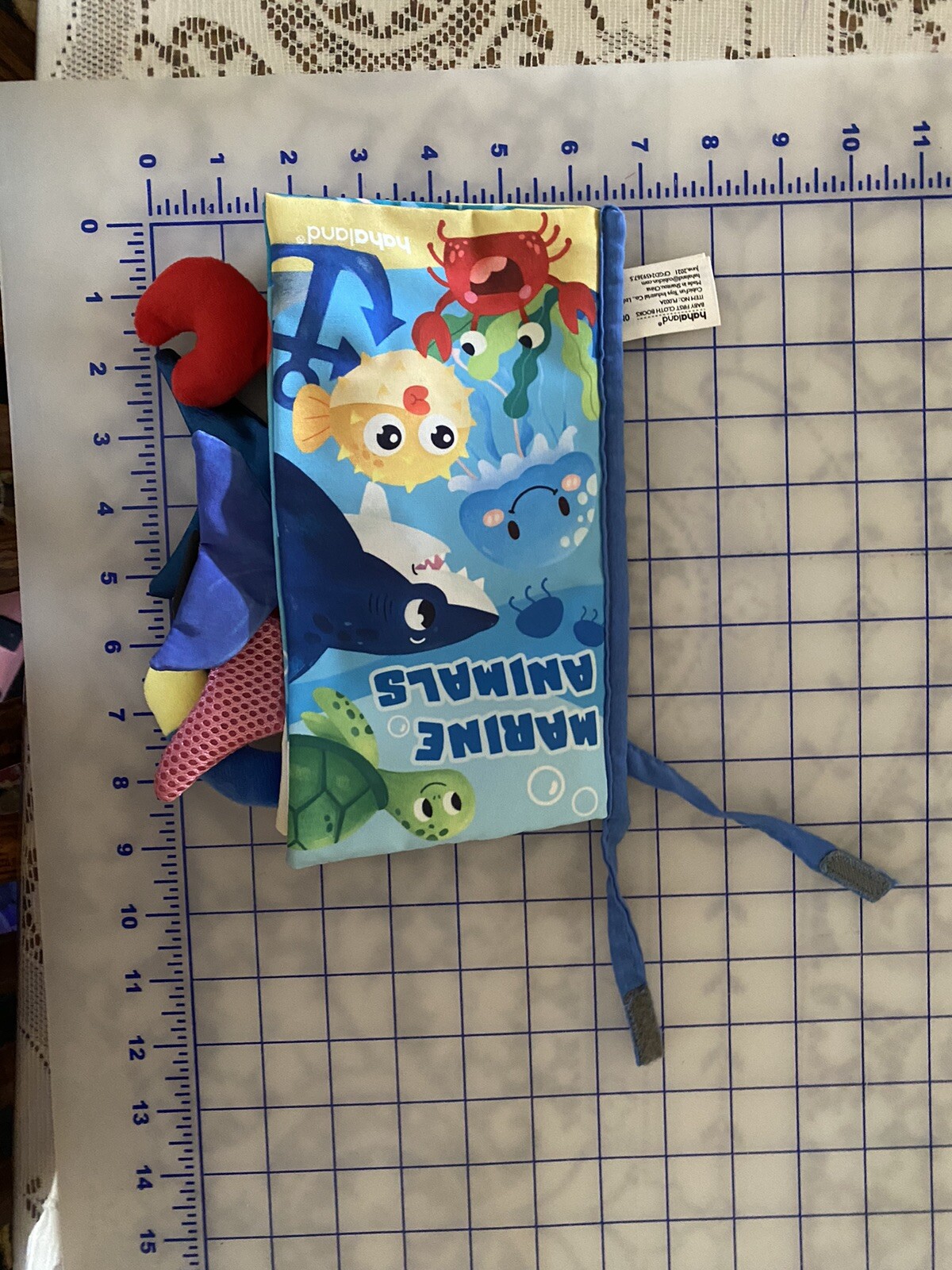 hahaland Baby Book 0-6 Months Touch Feel First Cloth Crinkle Soft Marine Animals