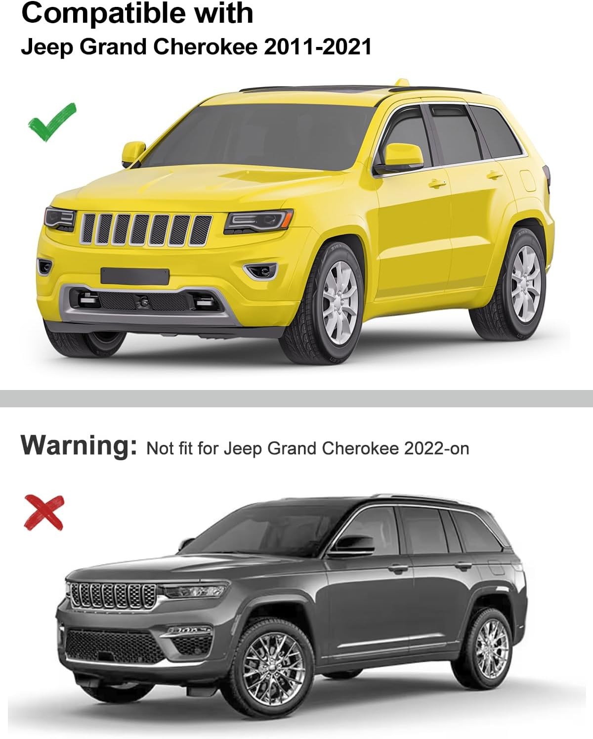 in-Channel Window Rain Guards Fit for Jeep Grand Cherokee 2011-2021 (NOT for L)