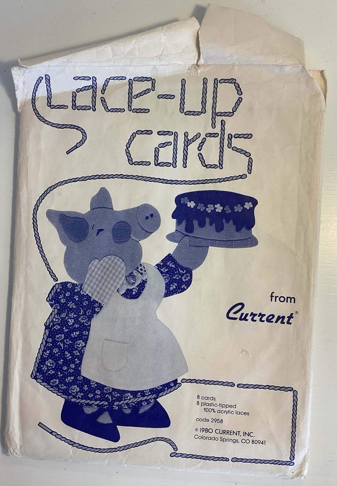 Current Lace-Up Cards Educational Animal Set 8 Cards Vintage 1980 Arts & Crafts