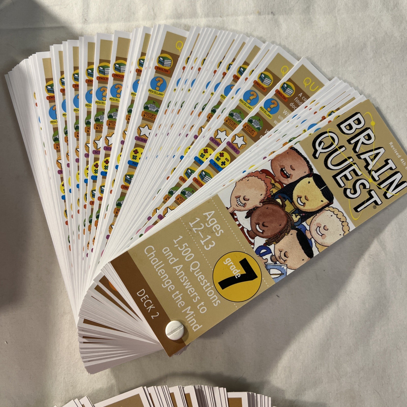 Lot Of 2 Brain Quest Grade 7 Flash Cards Ages 12-13 Decks 1,500 Trivia