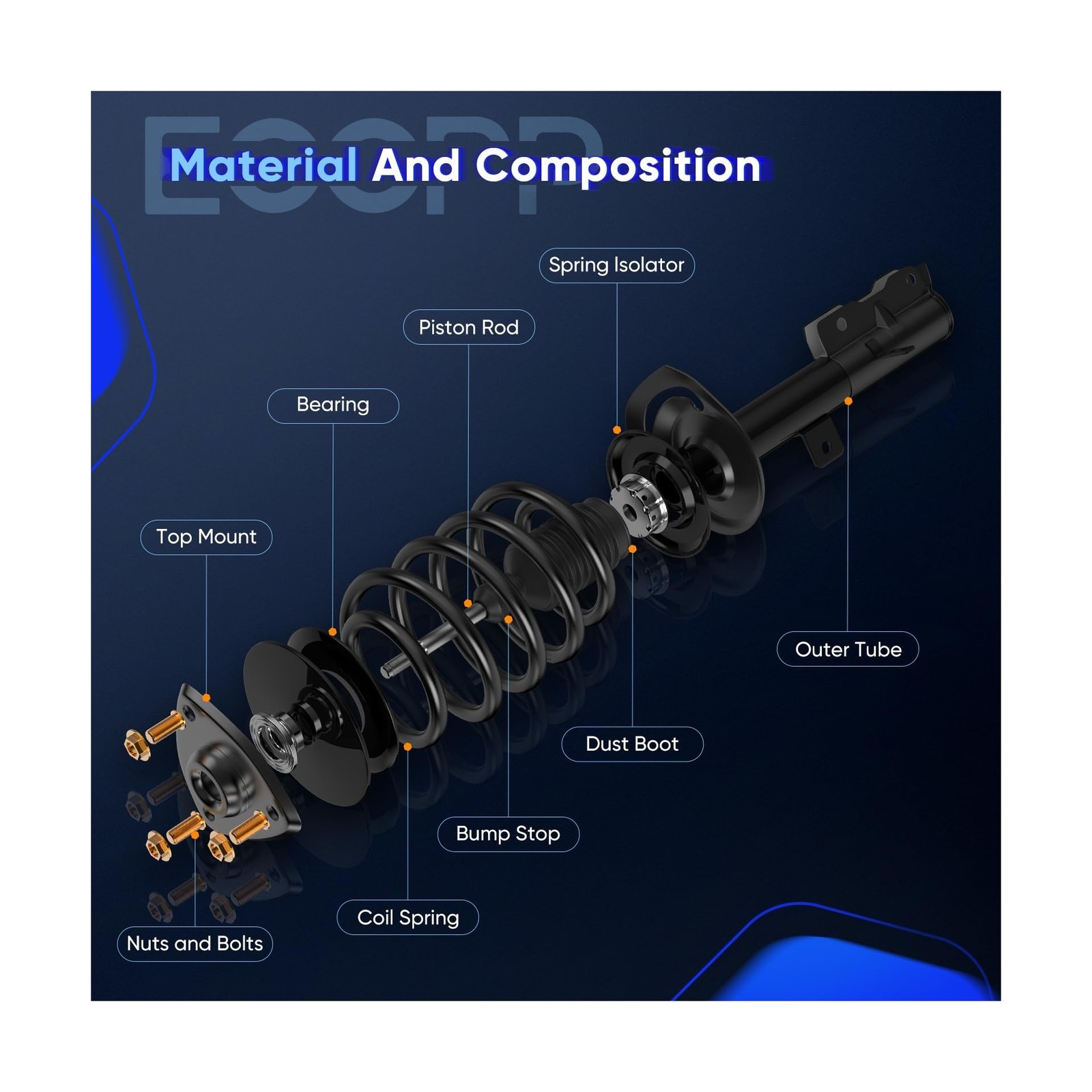ECCPP 2X Front Strut Assembly Shock Absorber for Toyota Corolla 2003-2008 Coi…