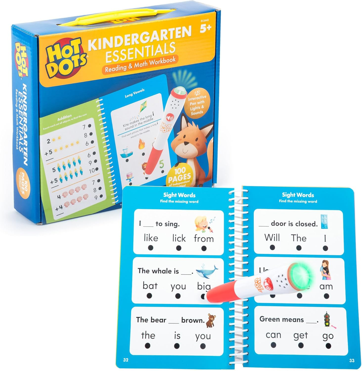 Hot Dots Kindergarten Essentials: Reading & Math Workbook – Kindergarten Workboo