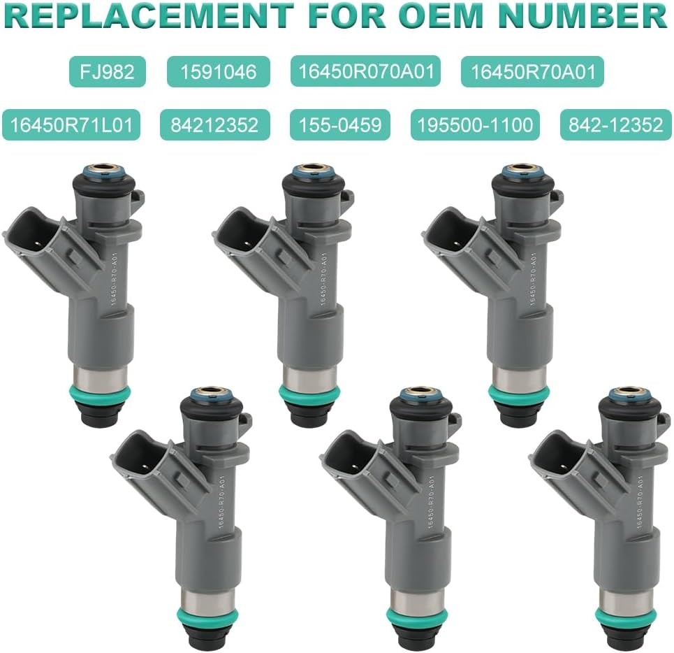 JDMON 6pcs Fuel Injectors 16450R70A01 FJ982 Compatible with Acura MDX RDX RL TL