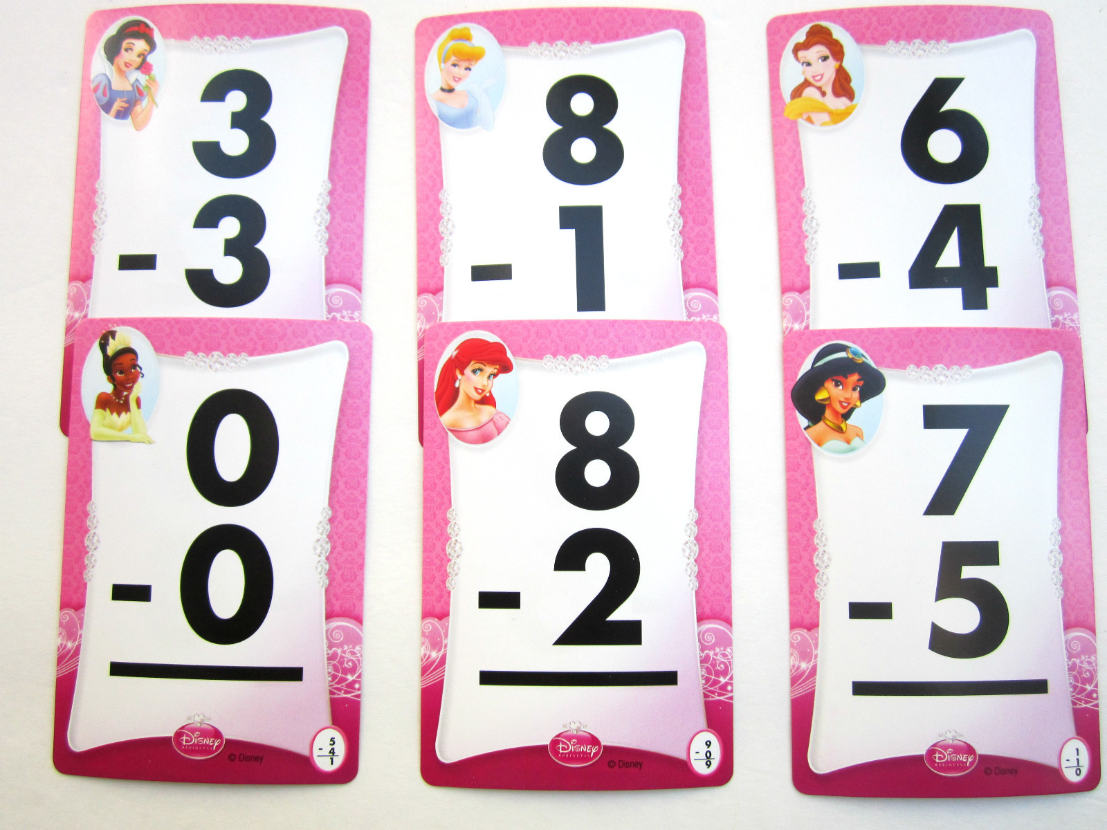 DISNEY PRINCESS SUBTRACTION,ADDITION,MULTIPLICATION LEARNING CARD SETS NEW