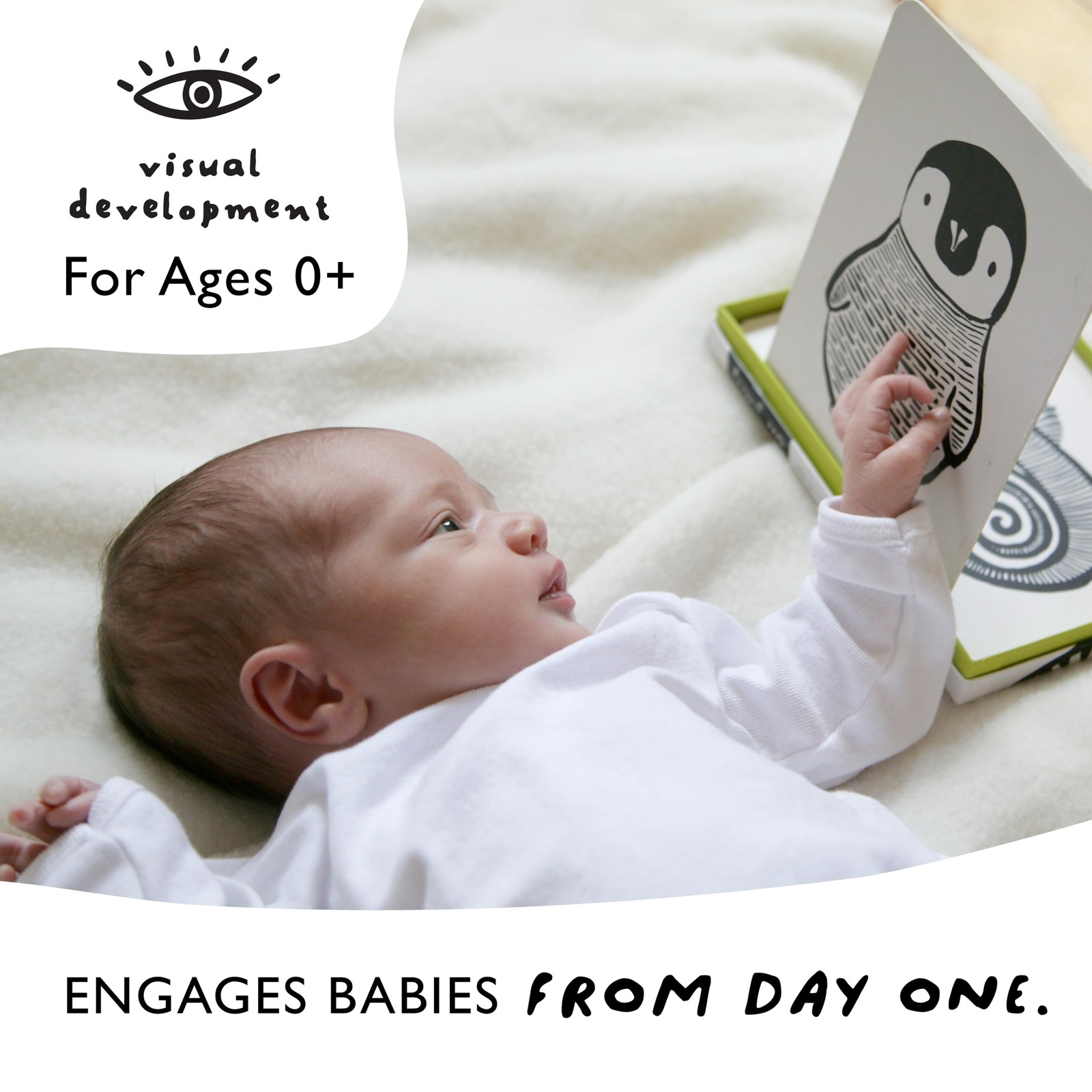 Art Cards for Baby, Durable High Contrast Black and White Animal Flashcards f…