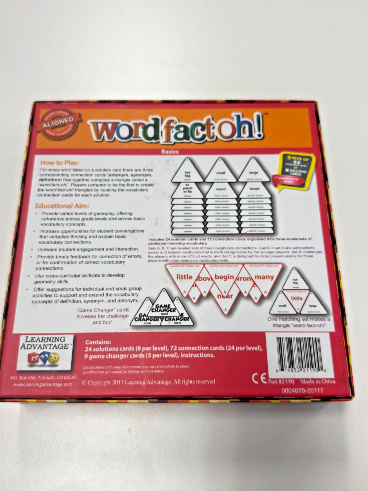 Learning Advantage Word Fact Oh! Basics Vocabulary Card Game NEW Sealed Complete