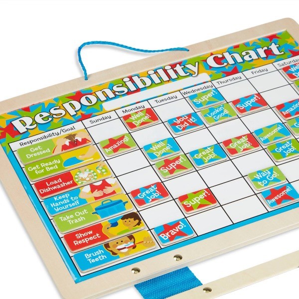 Doug Magnetic Wooden Responsibility Chart: Plywood Teaching Props for Language
