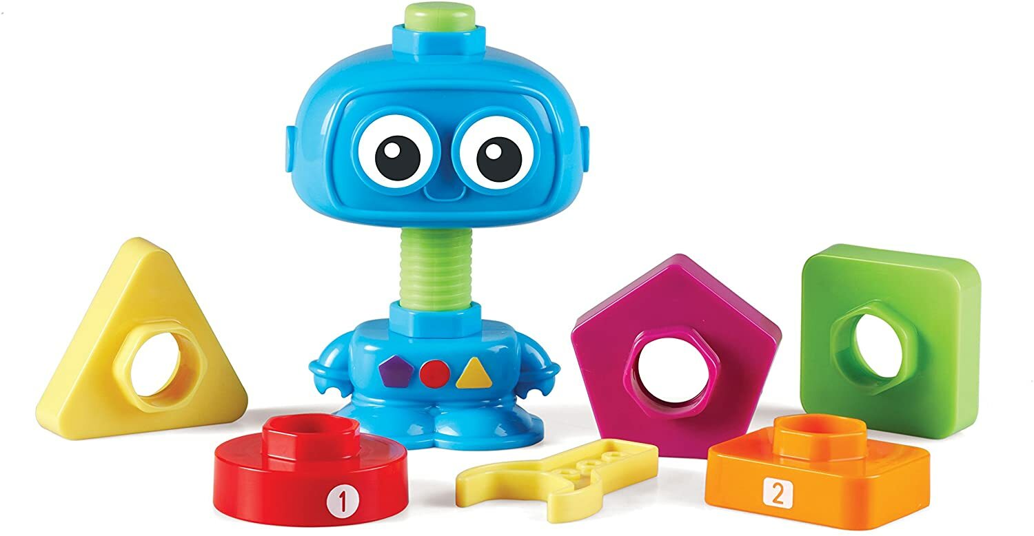 Learning Resources Count & Build TotBot, Fine Motor Toy, Blue, Ages 2+