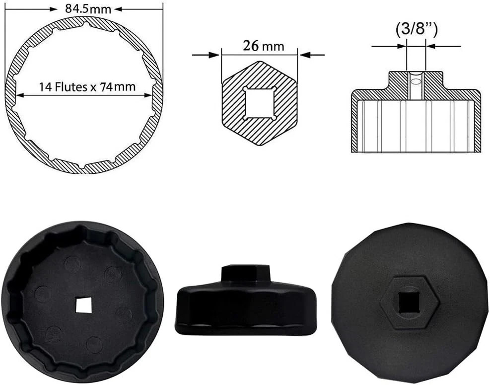 74mm 14 Flutes Oil Filter Wrench For Volkswagen, Mercedes Benz, VW, Audi,