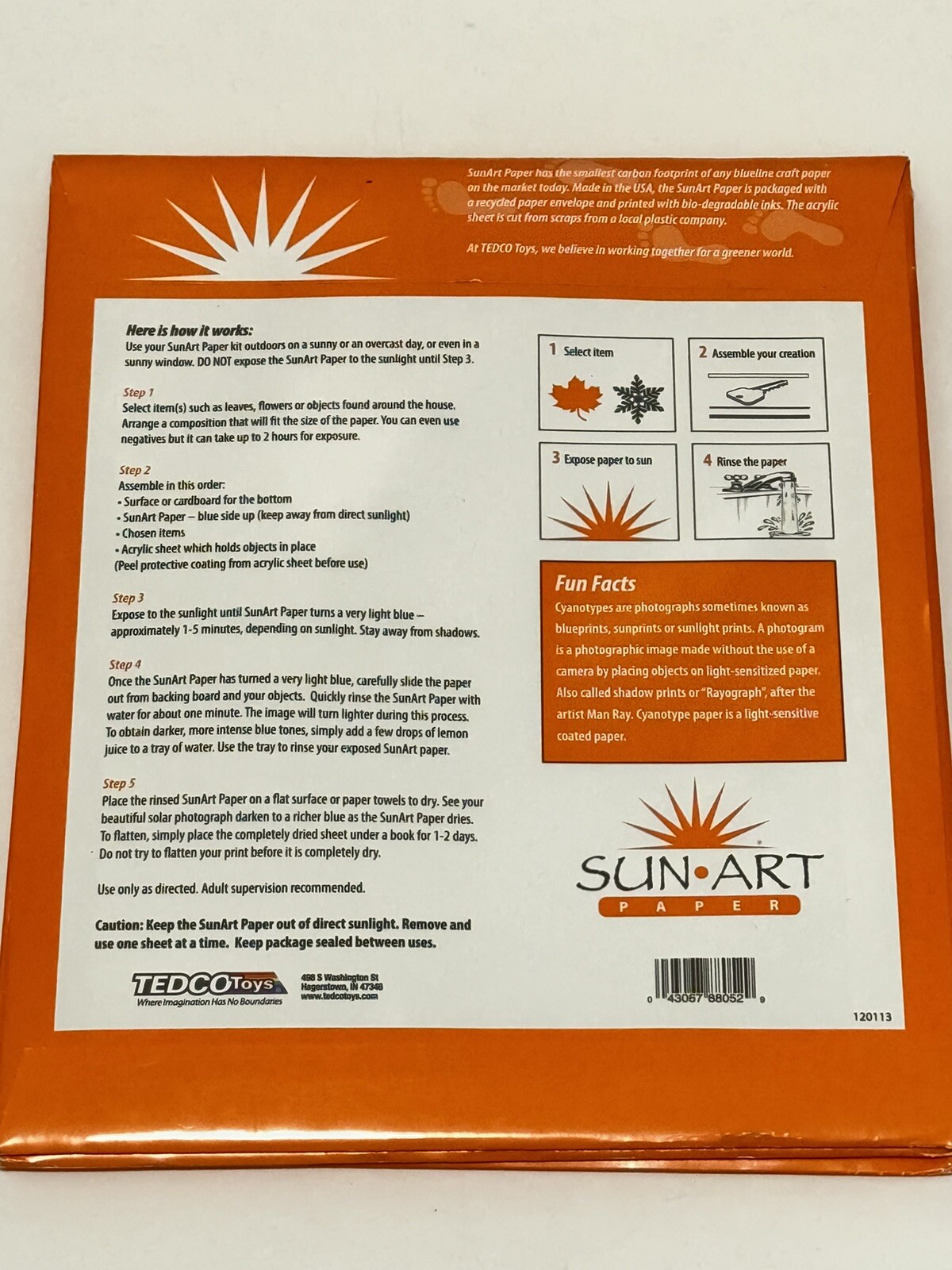 Sun Art Make Sun Prints w/Sunshine 15 Sheets of SunArt Paper 8″ X 10″ 1 Acrylic