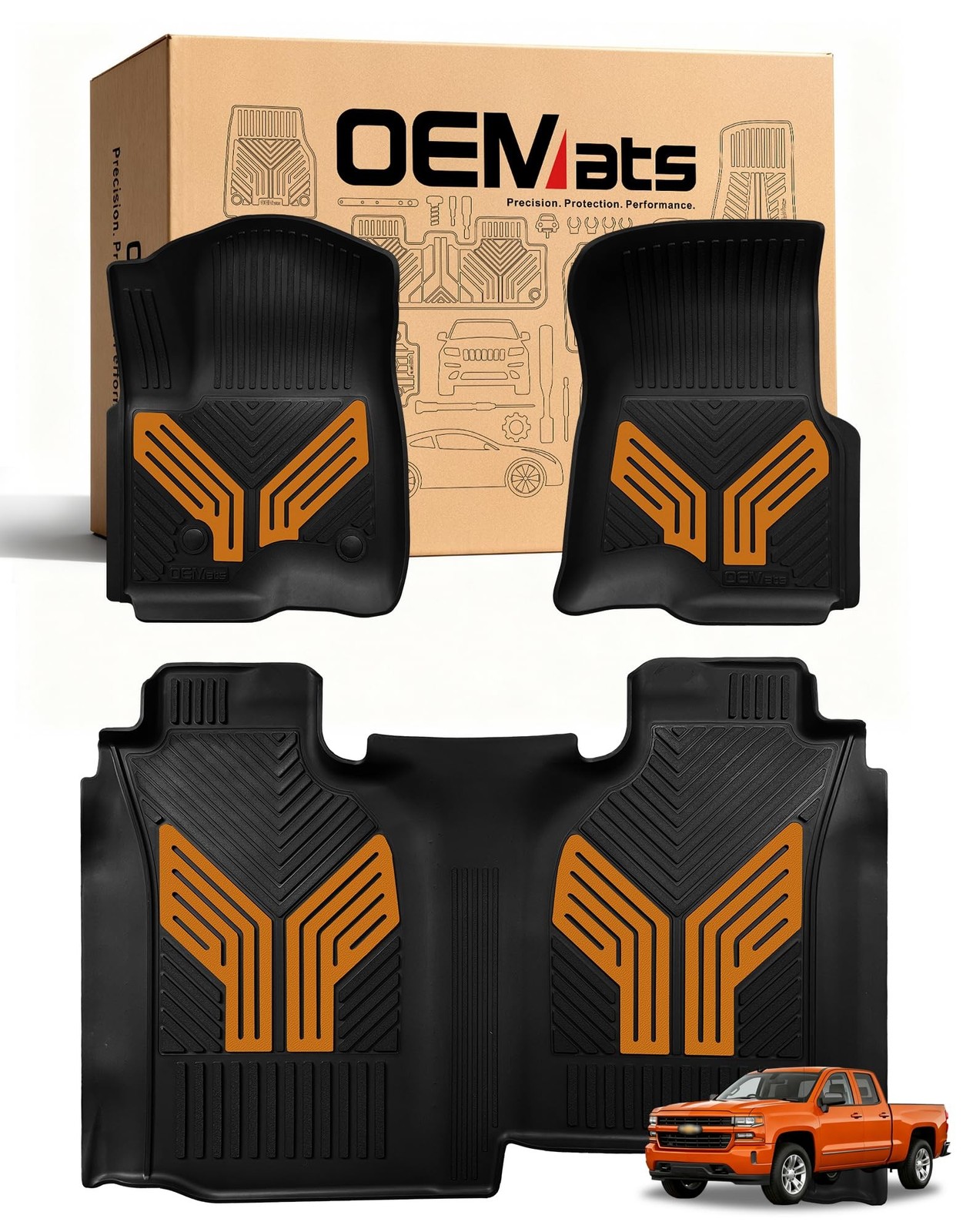 Color TPE Floor Mats 2019–2026 for Chevrolet Silverado/GMC Sierra 1500 & 2