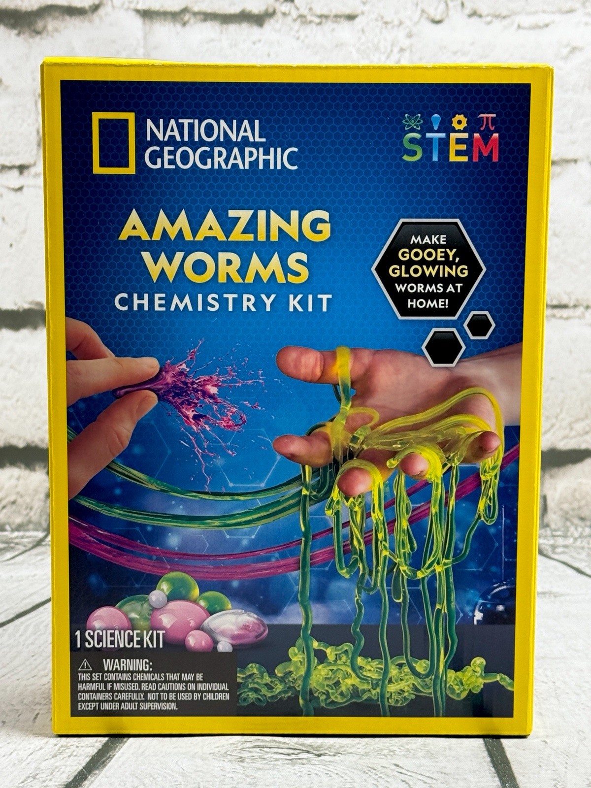 National Geographic STEM GLOW IN DARK Slime Lab~ Amazing Worms Chemistry Kit LOT