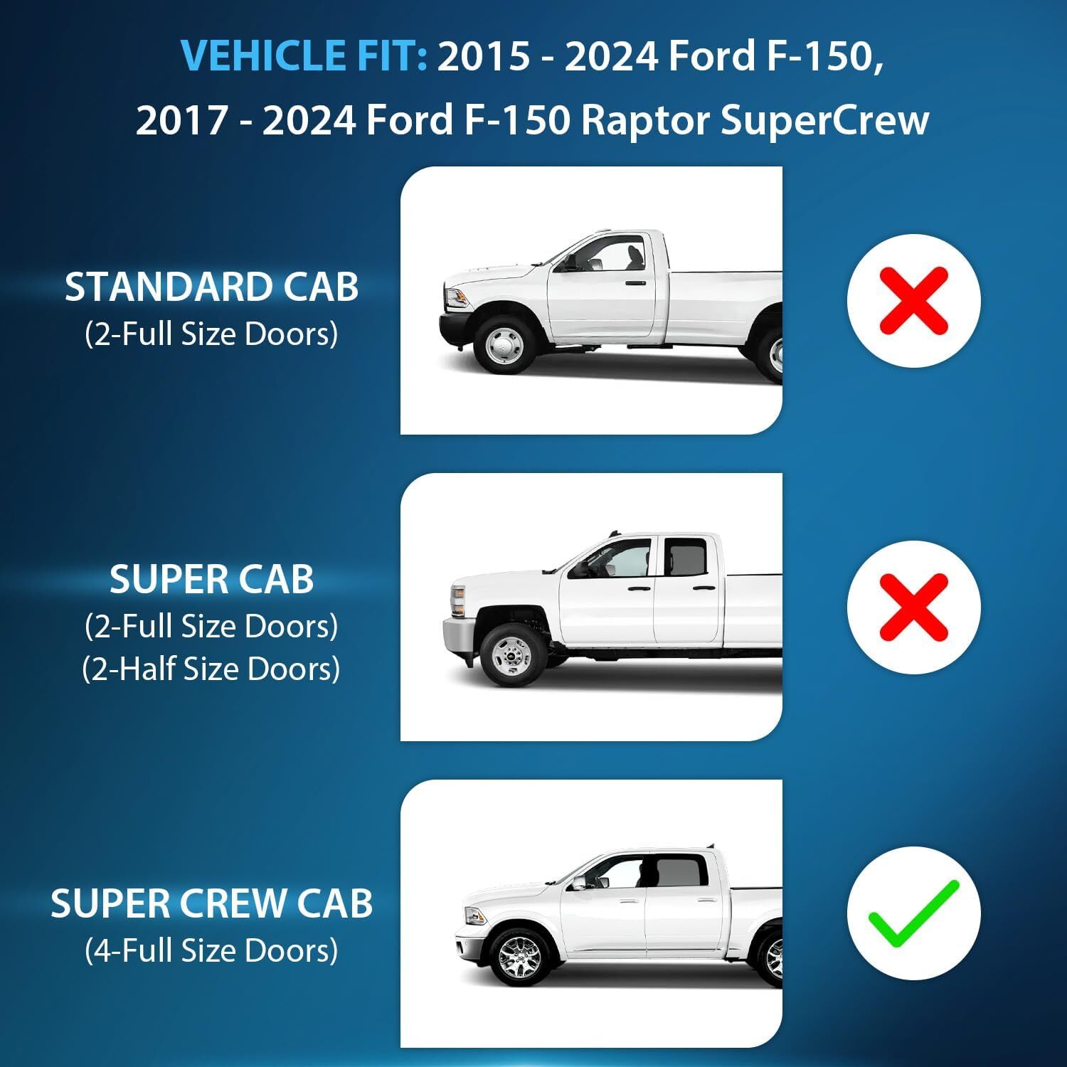 Nilight in Channel Rain Guards for Ford F150 Super Crew 2015-2023,Ford F150