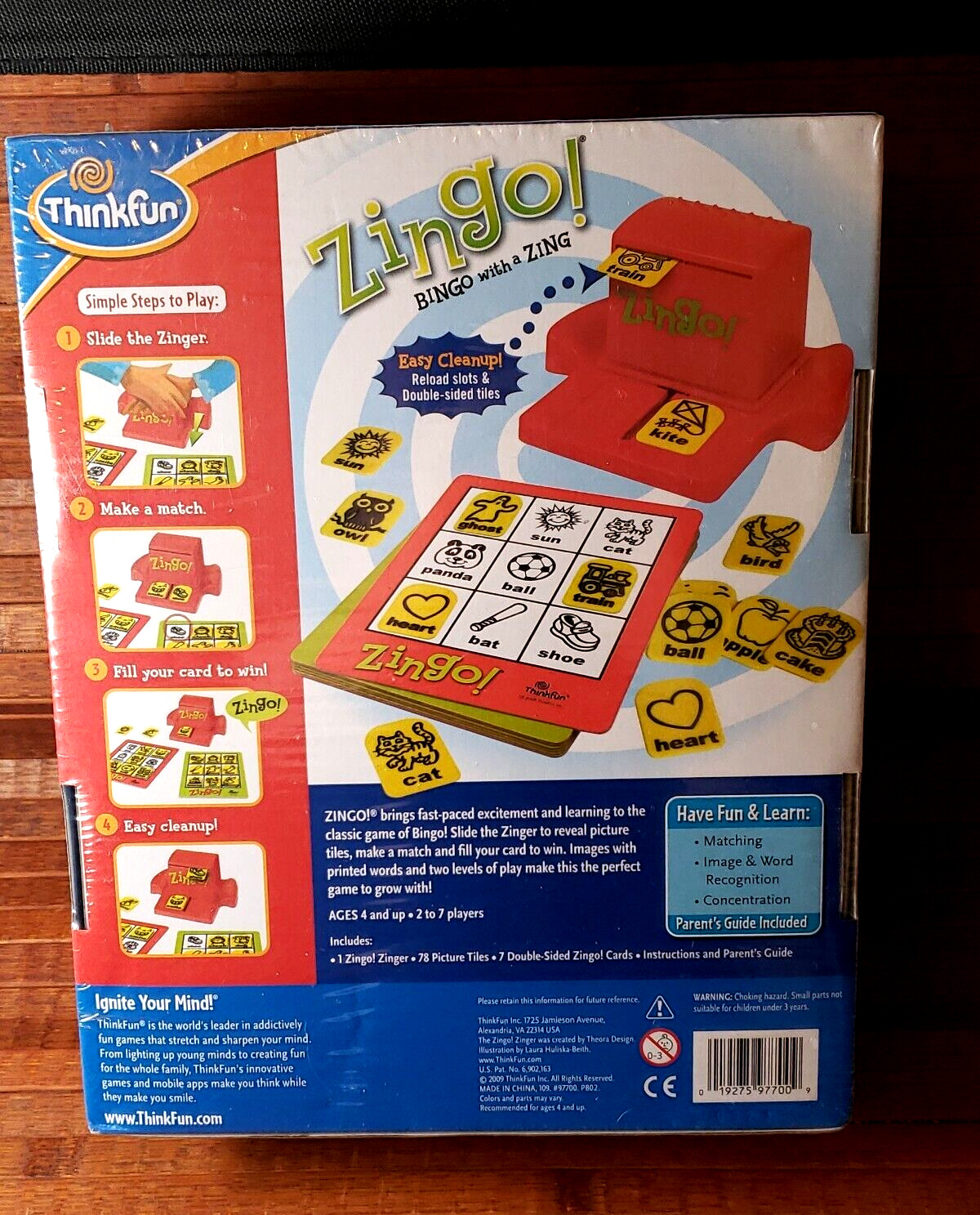 ZINGO Bingo ThinkFun Educational New Factory Sealed Words Pictures Ages 4+