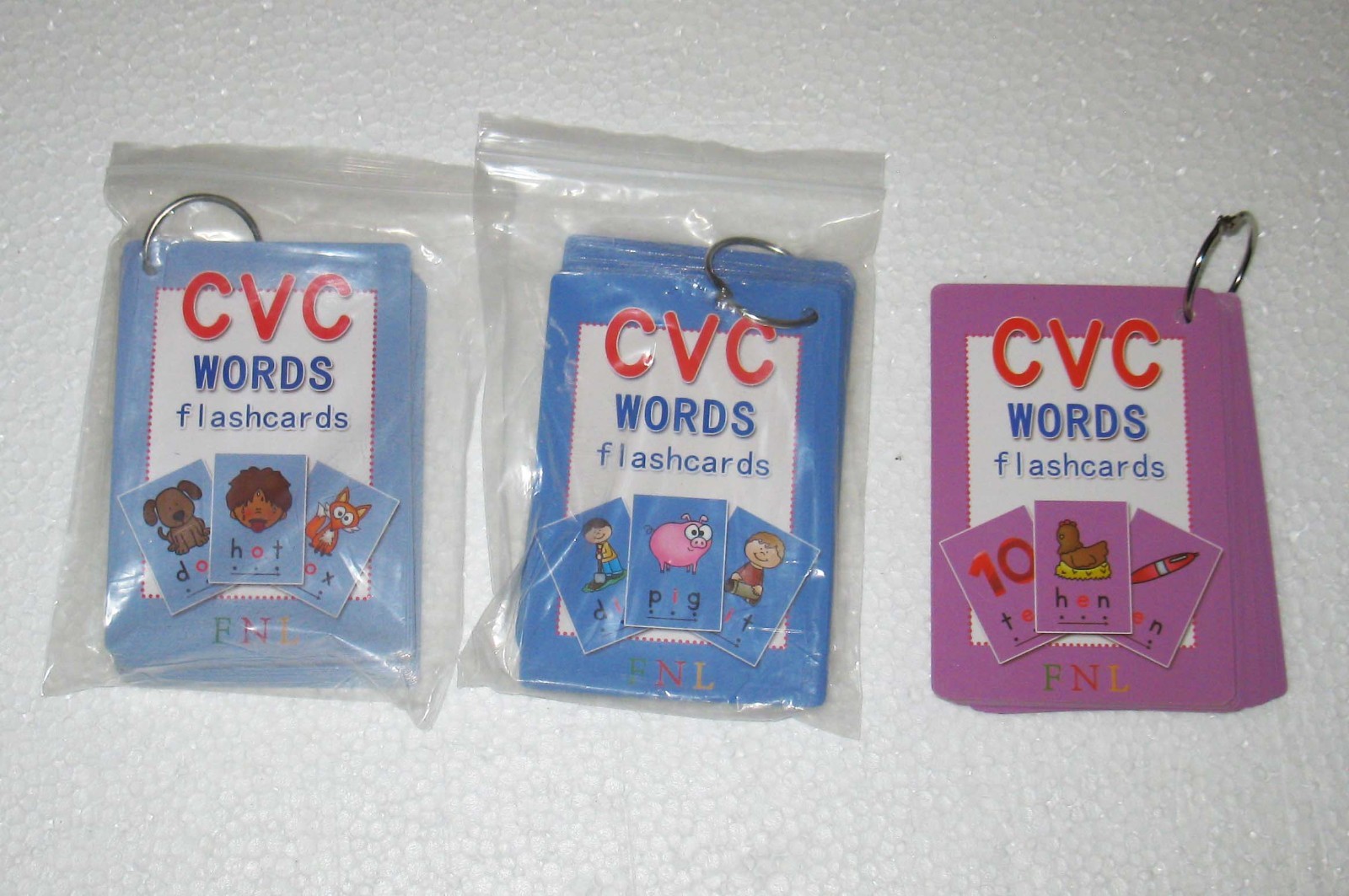 Lot 3 Preschool Learning Fun CVC Words Flash Cards FUN WITH LEARNING FLASH CARDS