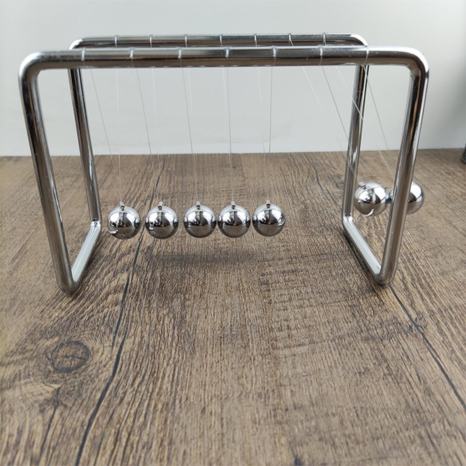 Grey Newtons Cradle Steel Balance Balls Physics Science Pendulum Desk Accessory