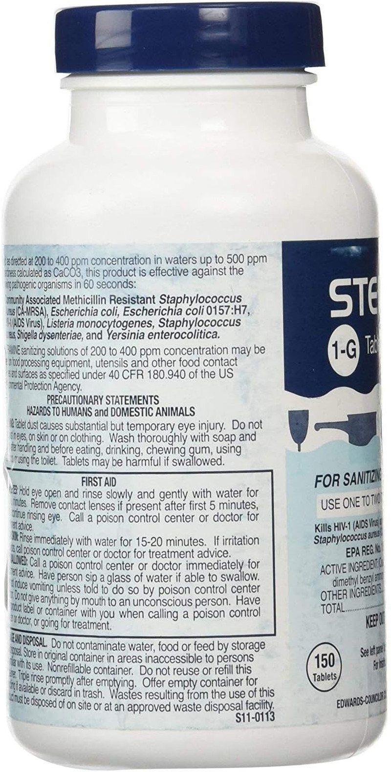 Edwards-Councilor S150E48 Steramine Sanitizer Tablets (Sanitabs) 150 Count Bottl