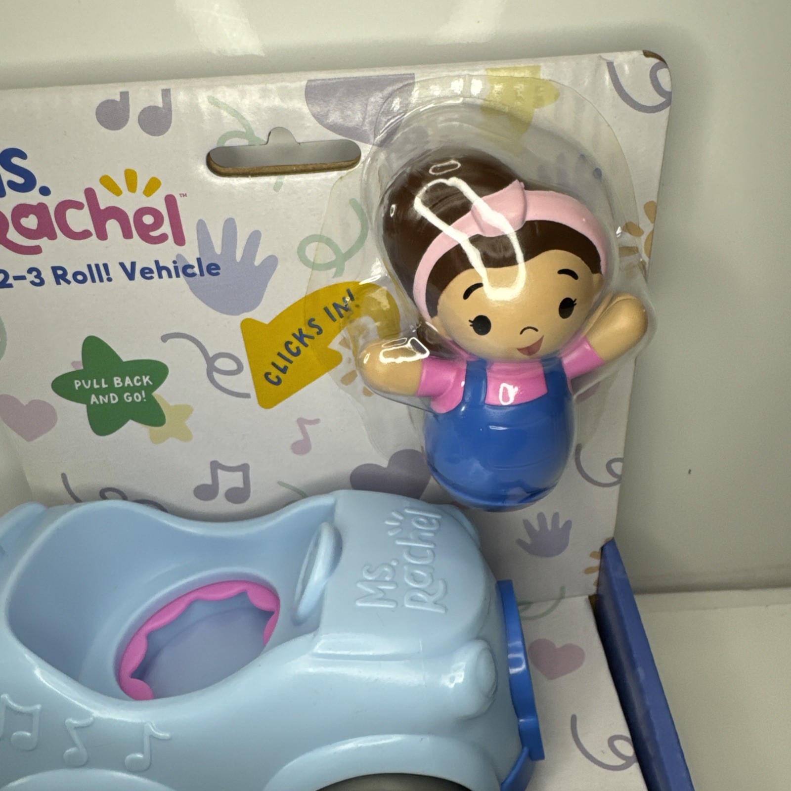 Ms. Rachel 1-2-3 Roll! Vehicle with Click-in Figure Pull Back &Go Learn & Grow