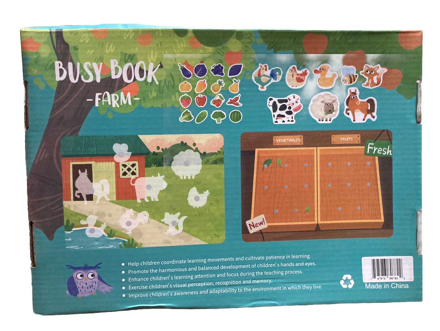 Montessori Farm Busy Book Toddler Early Education Learning NEW