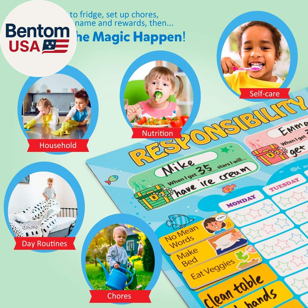 Magnetic Responsibility Chart, Chore Chart for Multiple Kids, My Star Reward Cha