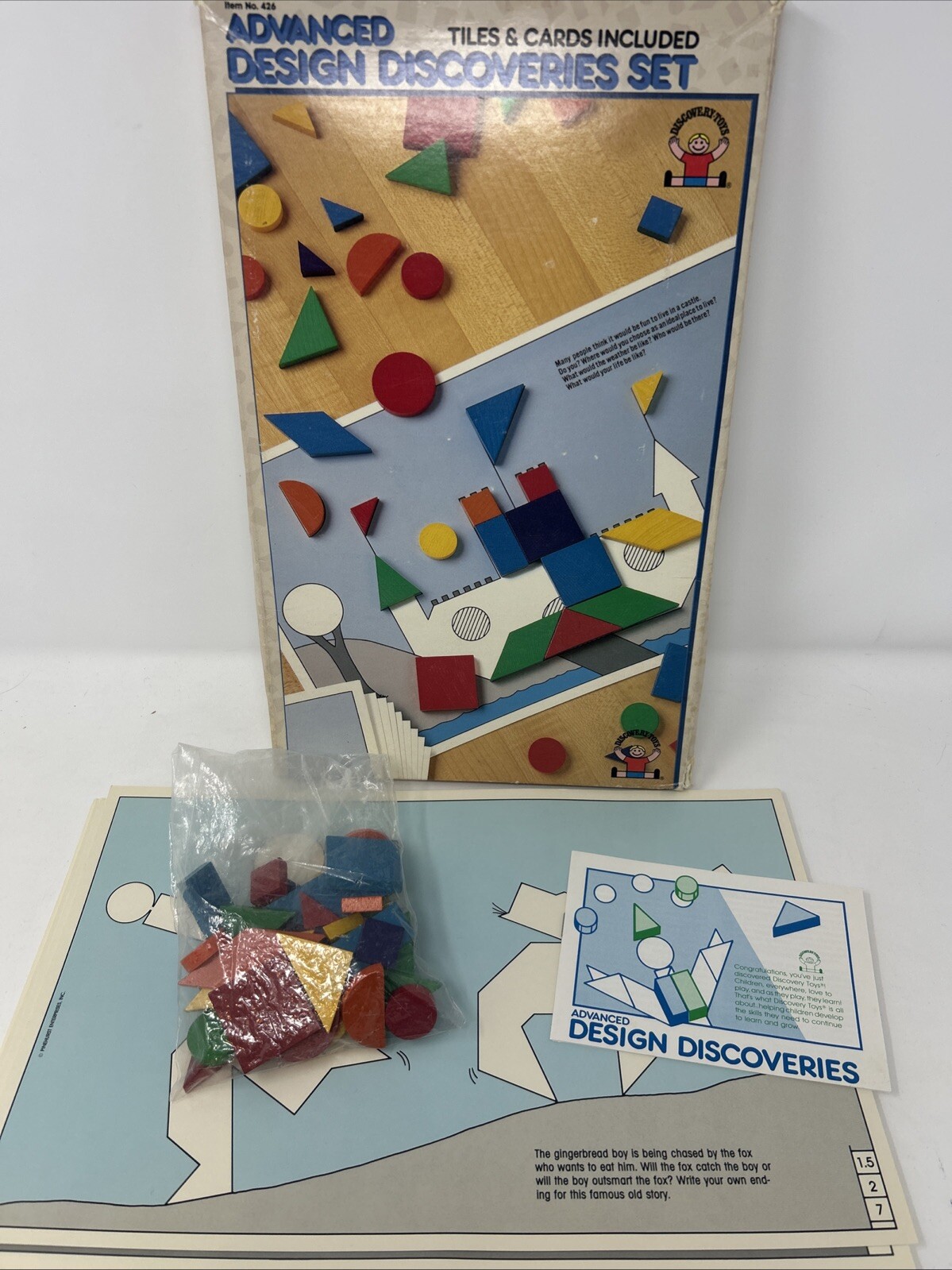 1984 Discovery Toys Advanced Design Discoveries Set Tiles & Cards Complete EXC