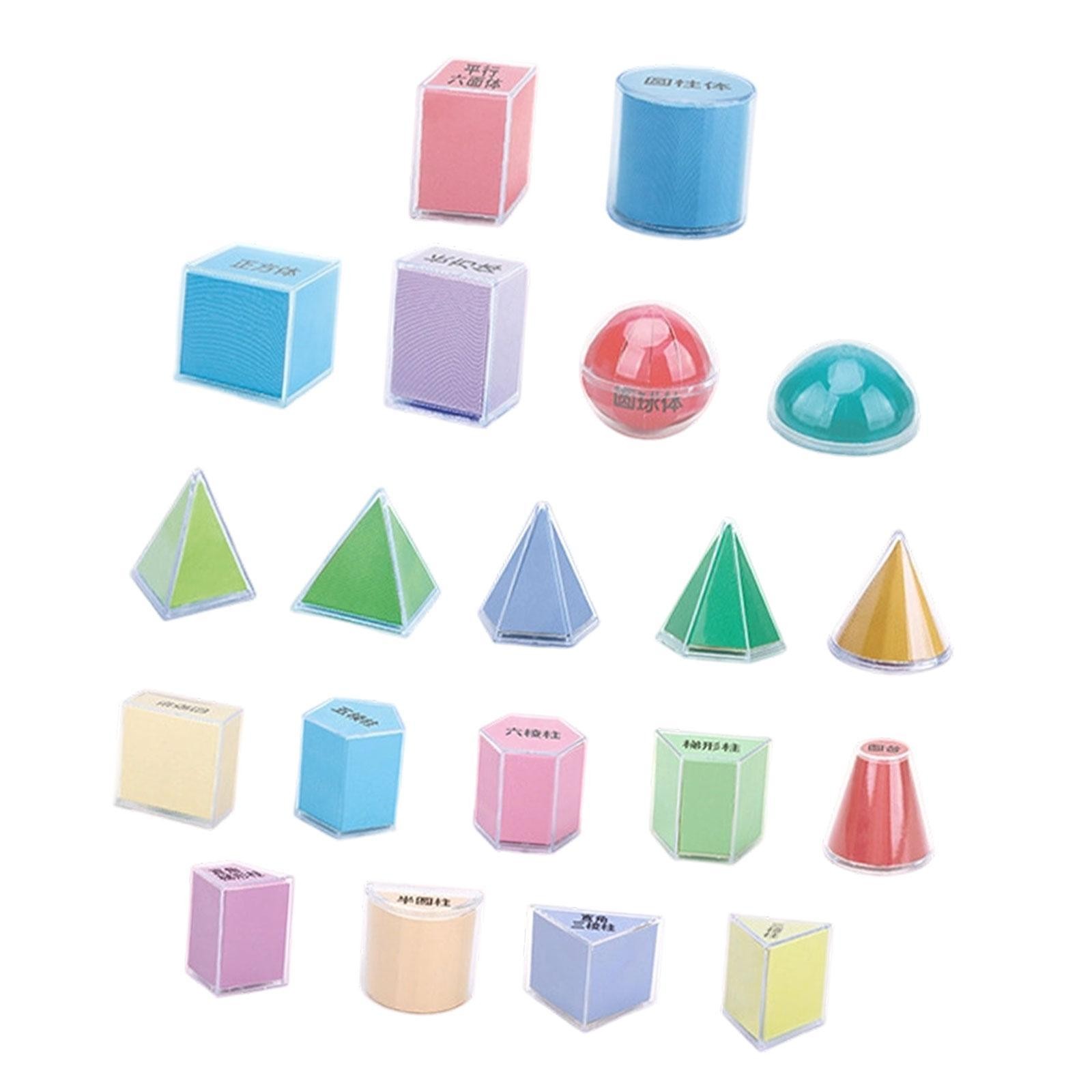 20Pcs 3D Shapes Geometric Solids Geometric Shapes Blocks Set Colorful