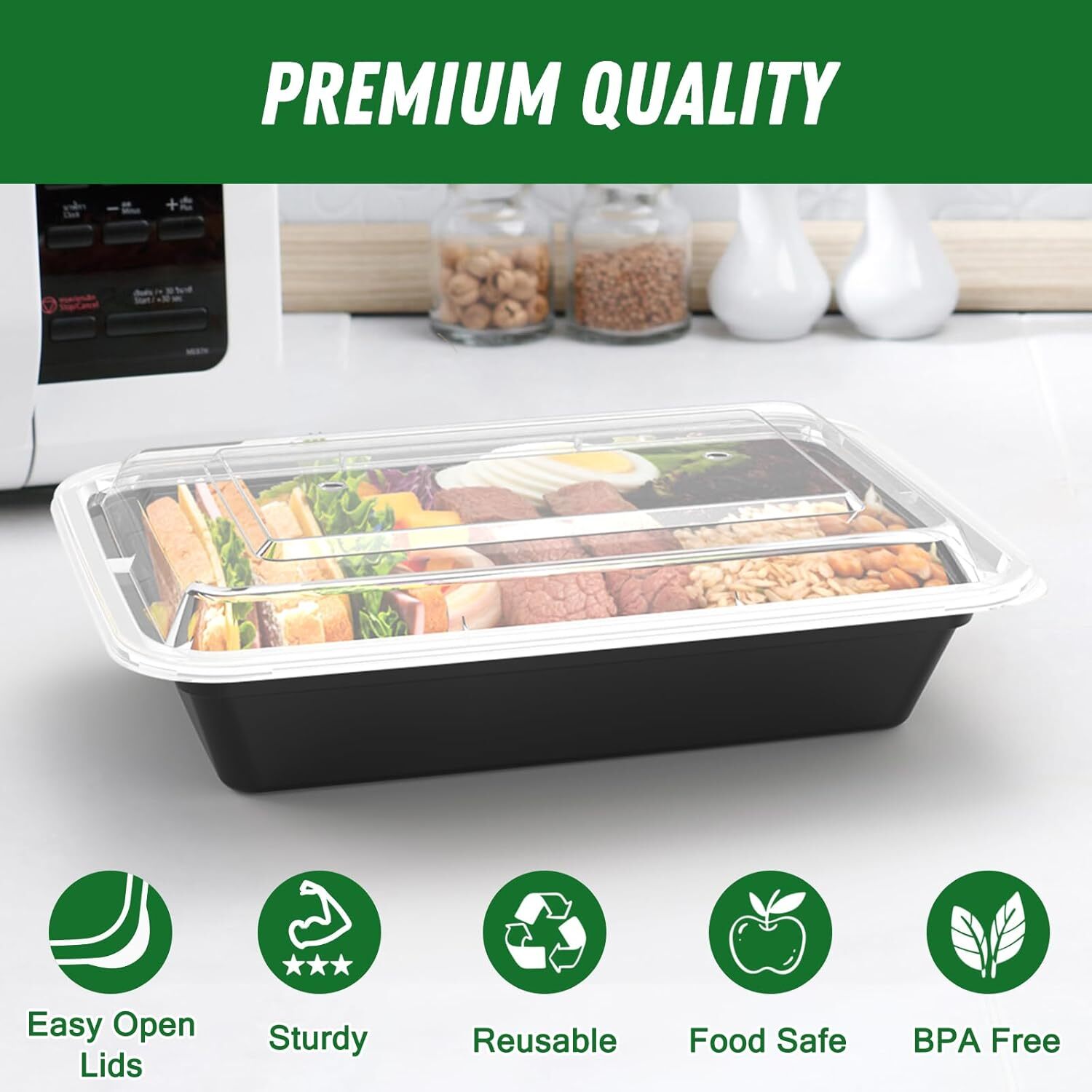 50 Pack 32 oz Meal Prep Containers Reusable , Microwave Freezer Dishwasher Safe