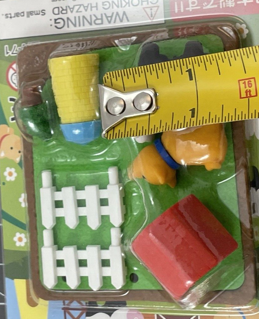 Iwako Japanese Puzzle Eraser Farm Animal Set-Barn, Pig, & Cow-New & Sealed