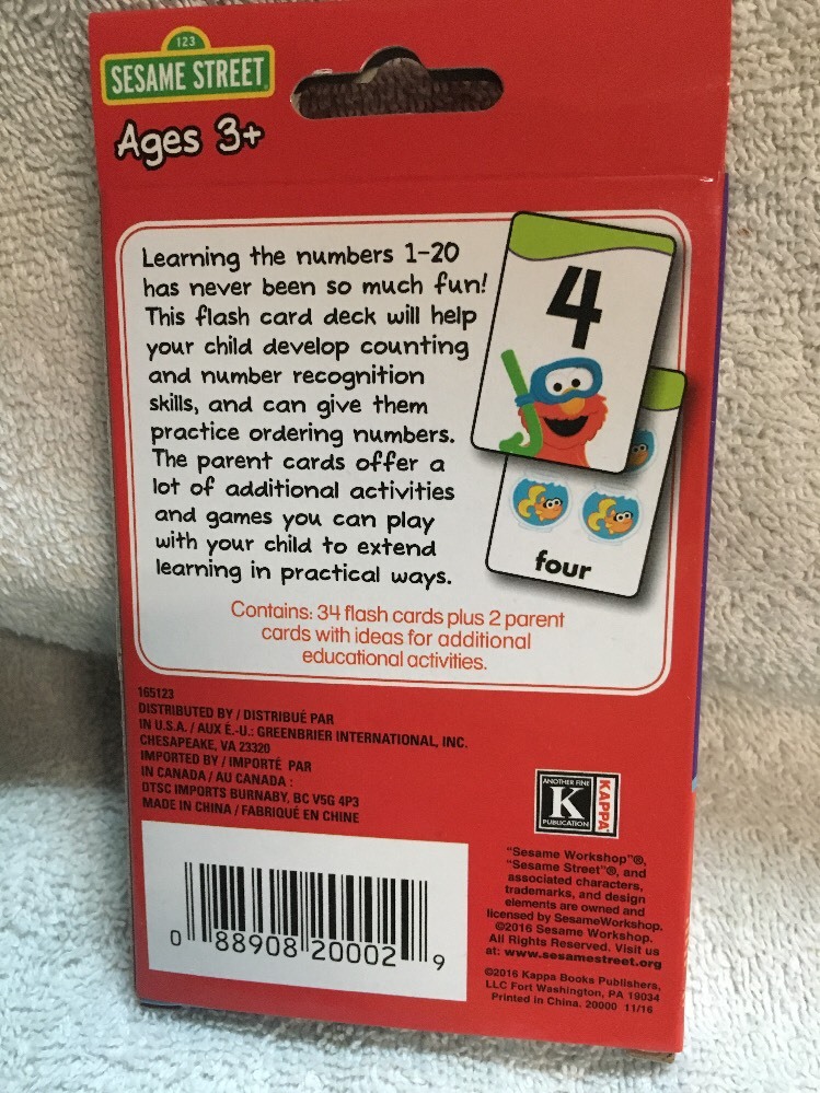 4 Packs Of Sesame Street Flash Cards Numbers Colors ABC’s & First Words