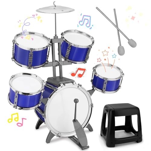 Upgraded Kids Drum Set for Toddlers Plastic Musical Jazz Drum Instruments Kit…