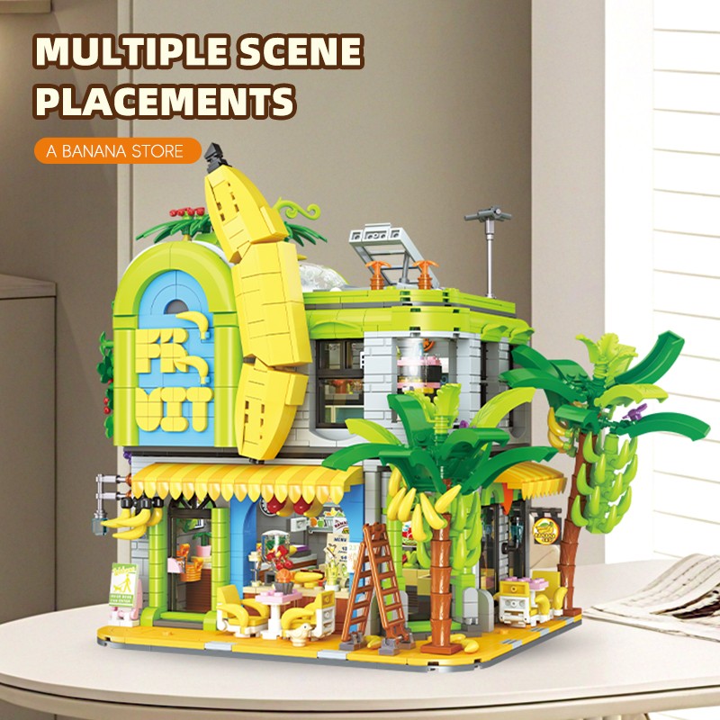 Banana Shop City Building Street Scene Building Block Set