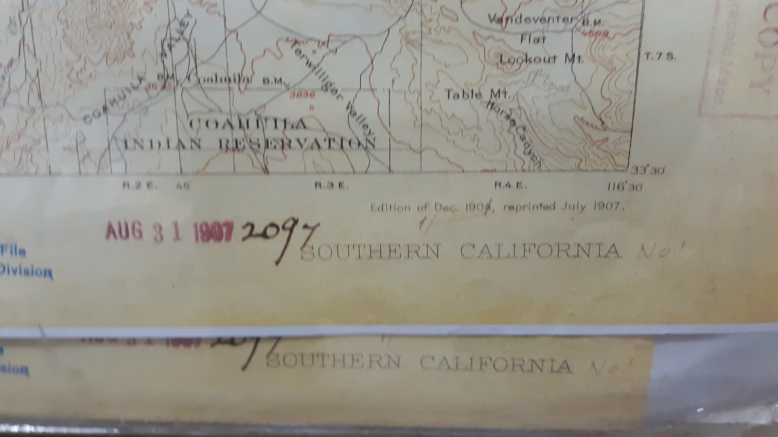 Southern California Topograhic Map, Jumbo Sheet No. 1 [Dry Erase Laminated] 1907