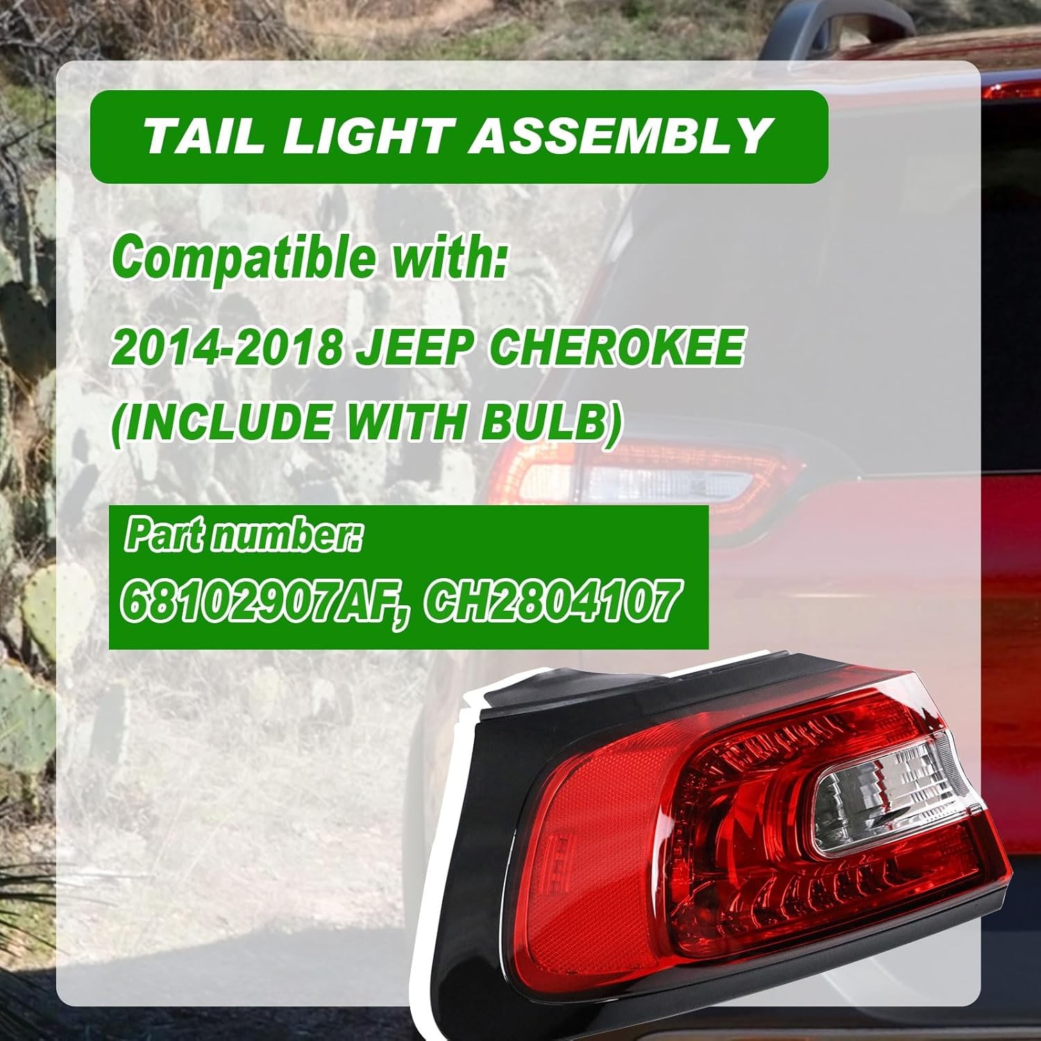 2014-2018 Jeep Cherokee Rear Tail Light Assembly Outer Compatible Compatible