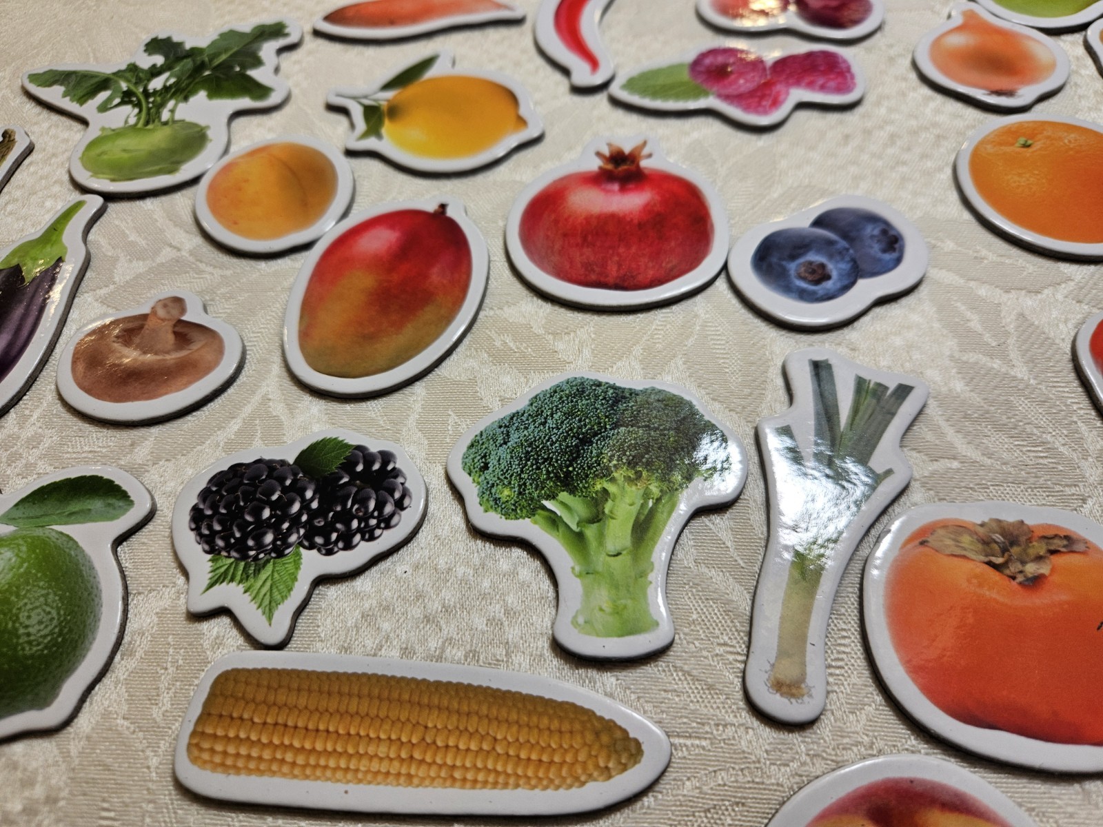 Lot of 37 Fruit Vegetables Refrigerator Magnets for Toddlers Kids Educational