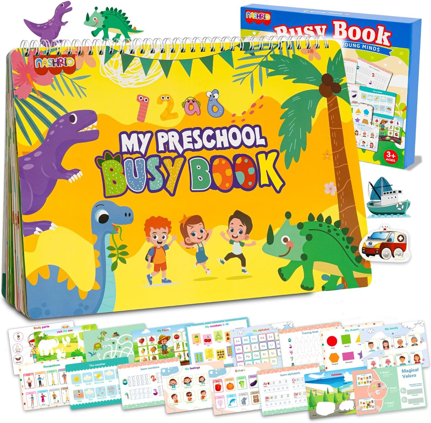 Montessori Busy Book 24 Themes Preschool Learning Activities Toddlers 3-5 – US