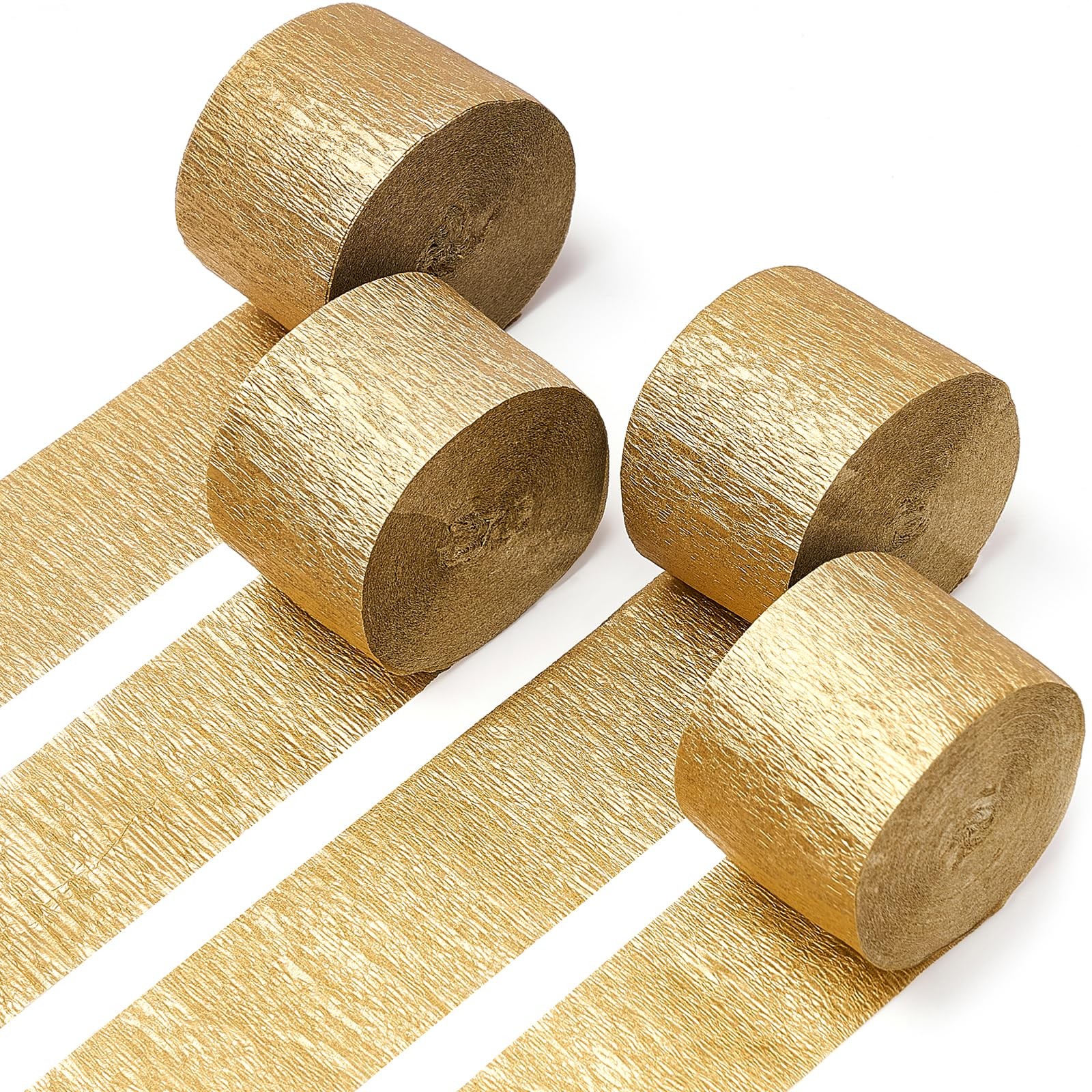 Gold Crepe Paper Streamers 4 Rolls 328ft Party Decoration for Wedding Birthday