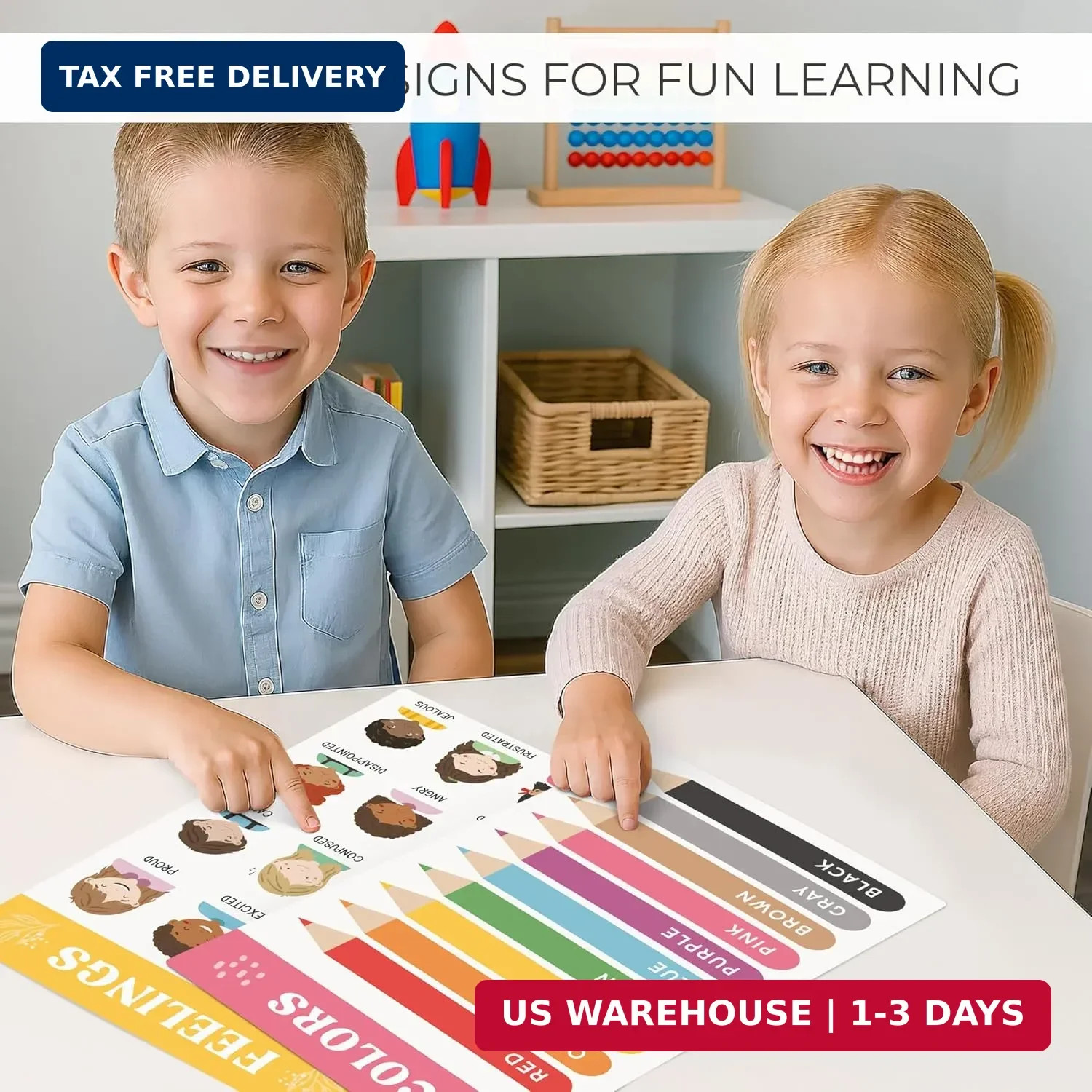 Fun Educational Posters for Toddlers – Set of 16 Easy to Read Learning Posters f