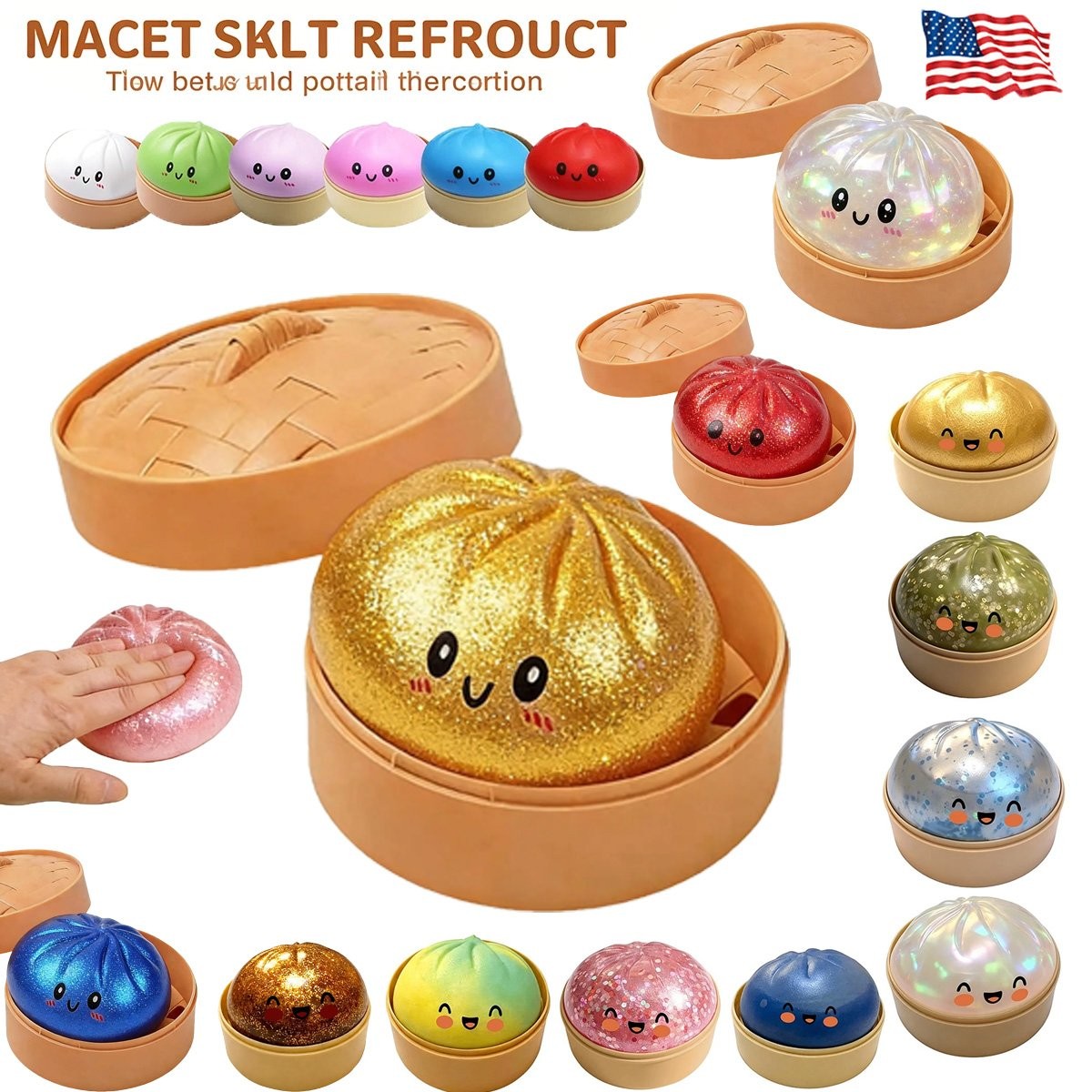 New Five Below Surprise Squishy Dumpling Bun Glitter Rare Toy Collectible TL