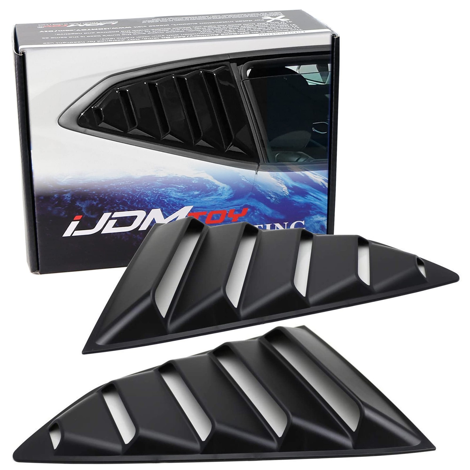 iJDMTOY Left/Right Black Finish Racing Style Rear Side Window Scoop Air Vent/…