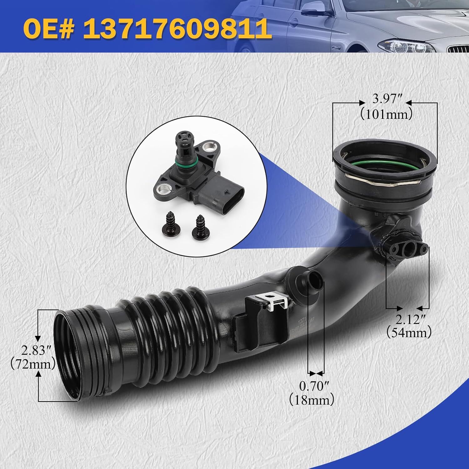 13717609811 Air Charge Turbo Induction Pipe with Sensor Kit for 2011-2017 BMW