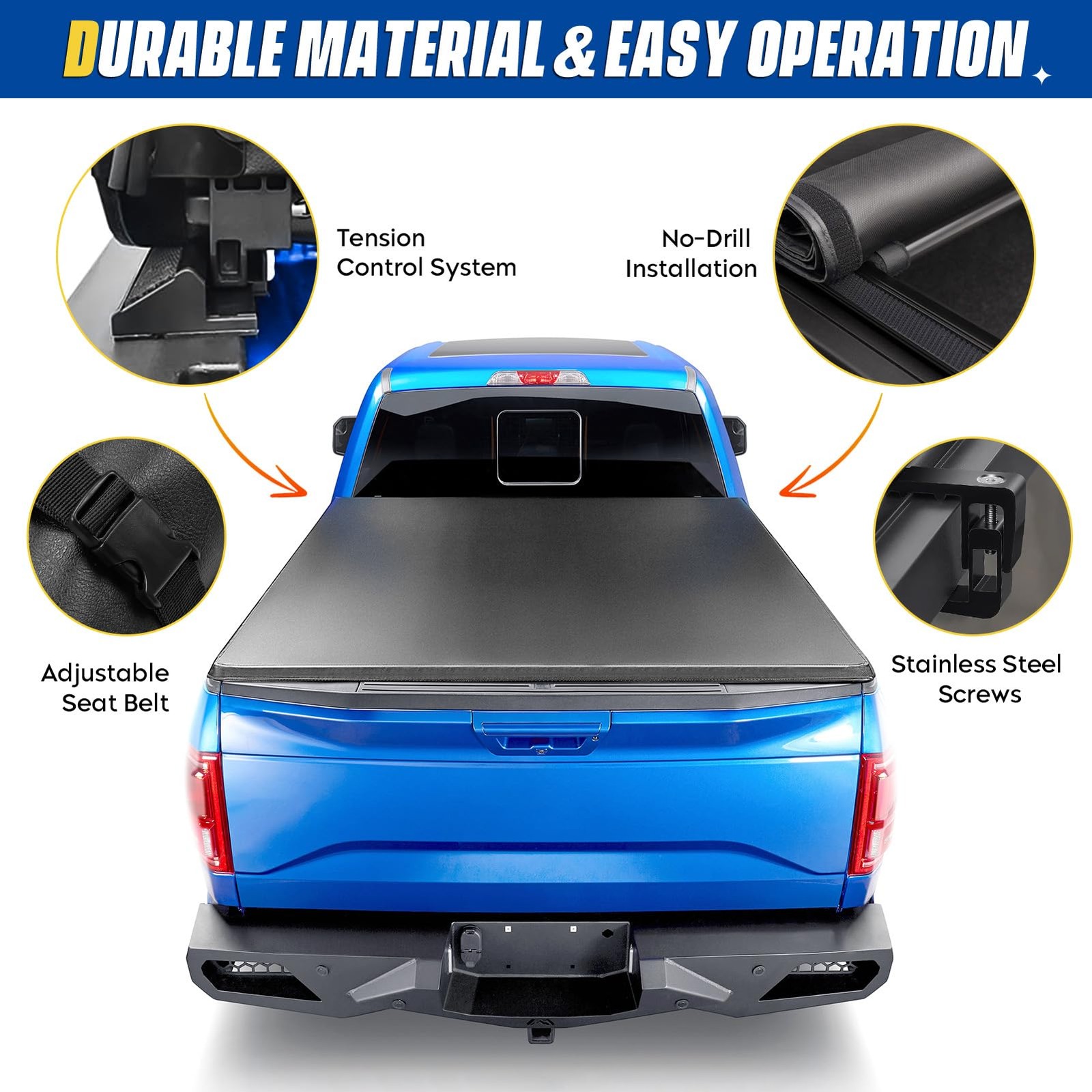 Soft Roll-up Truck Bed Tonneau 6.9′ – Roll Up, 2020-2024 2500HD 3500HD
