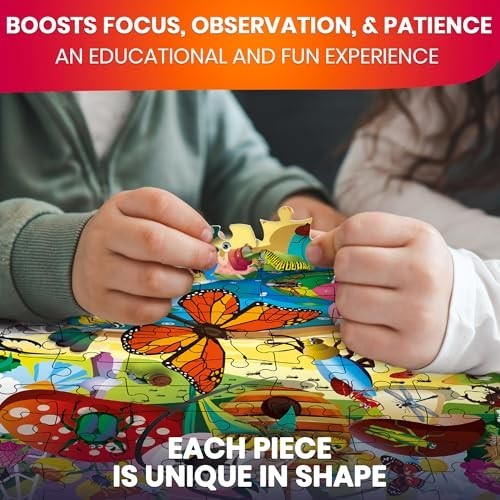 100 Piece Jigsaw Puzzles for Kids 4-8 – Ocean & Forest Animal Search Game, Educa