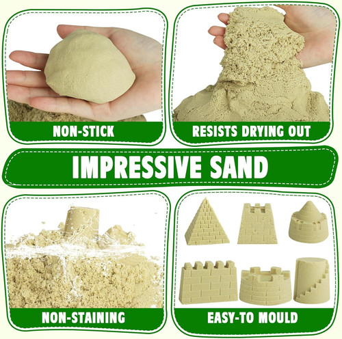 Billeeit Sand Construction Kit with Big Foldable Sandbox 15In X 15In, Yellow